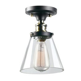1-Light Glass Flush Mount, Clear Glass Shade, Oil Rubbed Bronze