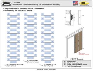 Johnson Hardware 1515-PLY Pocket Door Frame Plywood Clip Set