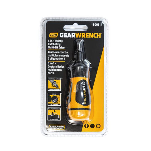 GearWrench 6-in-1 Stubby Ratcheting Multi-Bit Driver