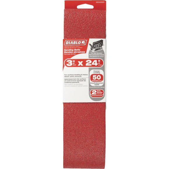 Diablo 3 In. x 24 In. 50 Grit General Purpose Sanding Belt (2-Pack)