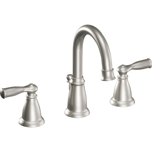 Moen Banbury Brushed Nickel 2-Handle Lever 8 In. Widspread Hi-Arc Bathroom Faucet with Pop-Up