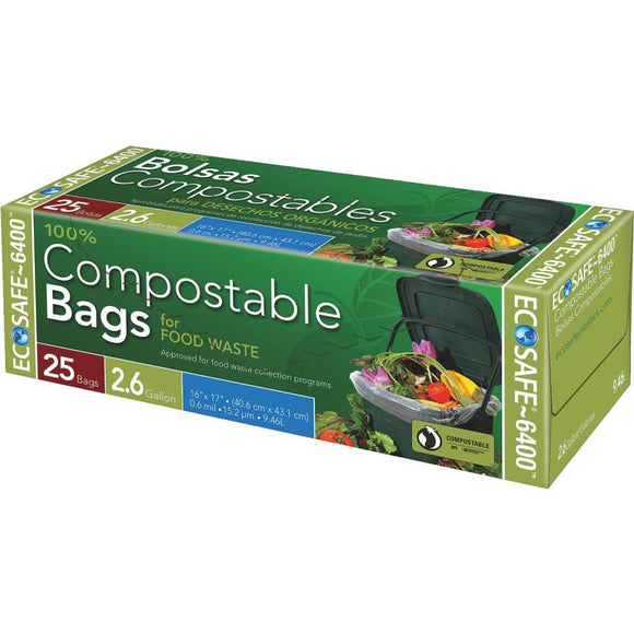 EcoSafe-6400 2.6 Gal. Compostable Green Trash Bag (25-Count)