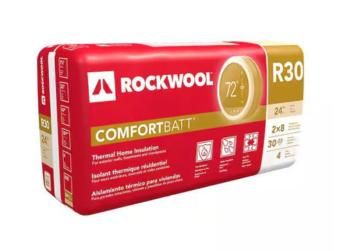 Rockwool Comfortbatt® Stone Wool Insulation (7-1/4 D x 23 W x 47 L - 30.7 Sq Ft per Pack)