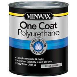 One Coat Polyurethane Finish, Crystal Clear Gloss, Qt.