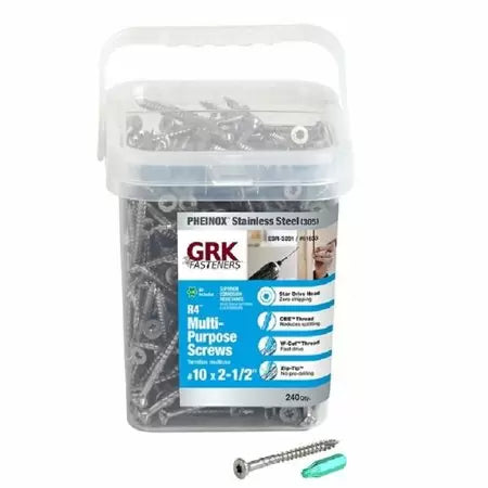 GRK Fasteners R4 #10 x 2-1/2 in. 305 Stainless Steel Star Drive Bugle Head Multi-Purpose Screw (#9 x 2-1/2