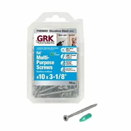 GRK Fasteners PHEINOX R4 Flat Head Multi-Purpose Screw #10 x 3-1/8 L in. (#10 x 3-1/8