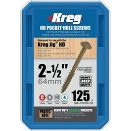 Pocket Hole Screws, Self-Drilling, Round Head, #14  x 2-1/2-In., 125-Ct.