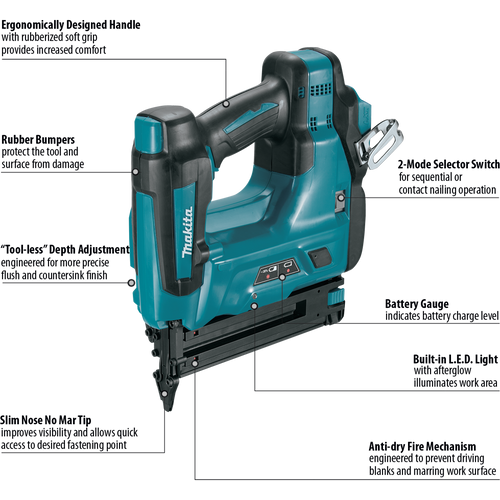 Makita 18V LXT® Lithium‑Ion Cordless Brad Nailer Tool Only