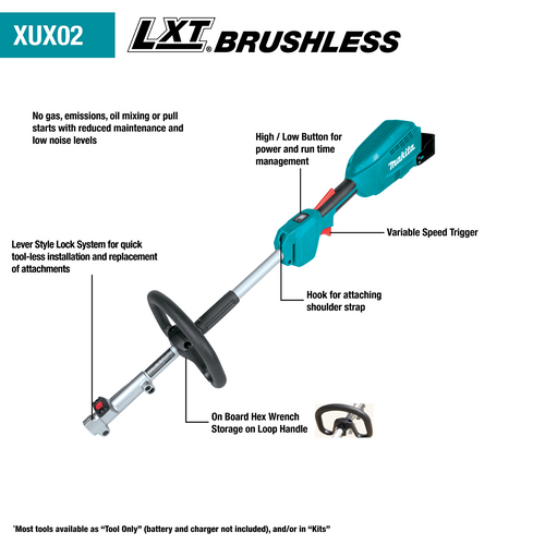 Makita 18V LXT® Lithium‑Ion Brushless Cordless Couple Shaft Power Head Kit w/ 13
