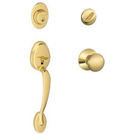 Plymouth Exterior Door Handleset, Flair Design, Bright Brass