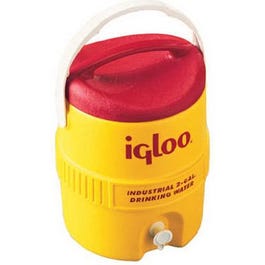 Commercial Water Cooler, Safety Yellow/Red Lid, Plastic, 2-Gallons