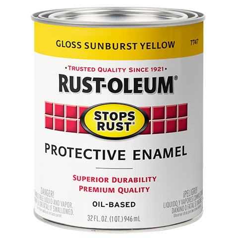 Rust-Oleum® Protective Enamel Brush-On Paint Gloss Sunburst Yellow (Quart, Gloss Sunburst Yellow)