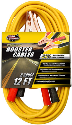 BOOSTER CABLE   8 GAUGE 12FT SLEEVE