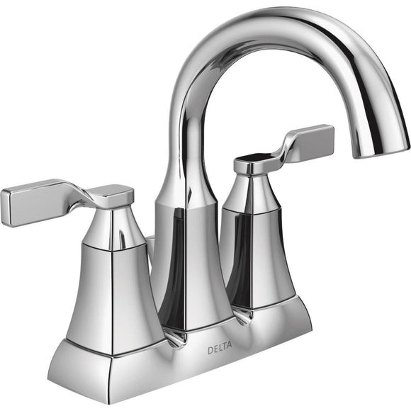 Delta Sawyer Chrome 2-Handle Lever 4 In. Centerset Bathroom Faucet with Pop-Up