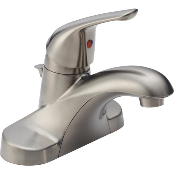 Delta Foundations Stainless 1-Handle Lever 4 In. Centerset Bathroom Faucet with Pop-Up