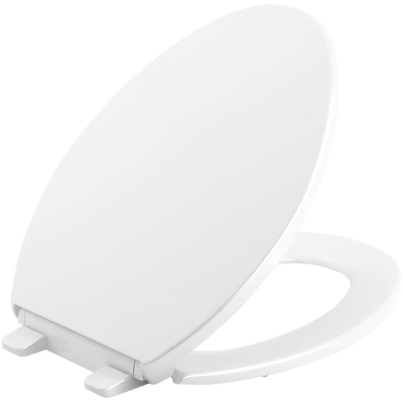 Kohler Brevia Quiet-Close Elongated Closed Front White Toilet Seat with Grip-Tight Bumpers