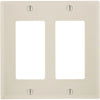 Leviton Decora 2-Gang Smooth Plastic Rocker Decorator Wall Plate, Light Almond