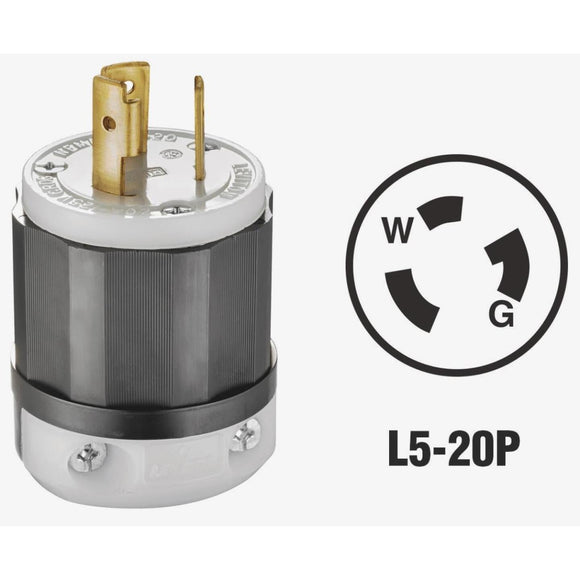Leviton 20A 125V 3-Wire 2-Pole Industrial Grade Locking Cord Plug