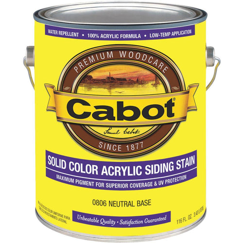 Cabot Solid Color Acrylic Siding Exterior Stain, Neutral Base, 1 Gal.