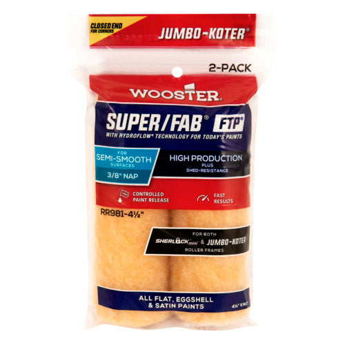 Wooster Brush Super/Fab® Ftp® Closed-End Jumbo-Koter 0.37 x 4.5 in. (0.37