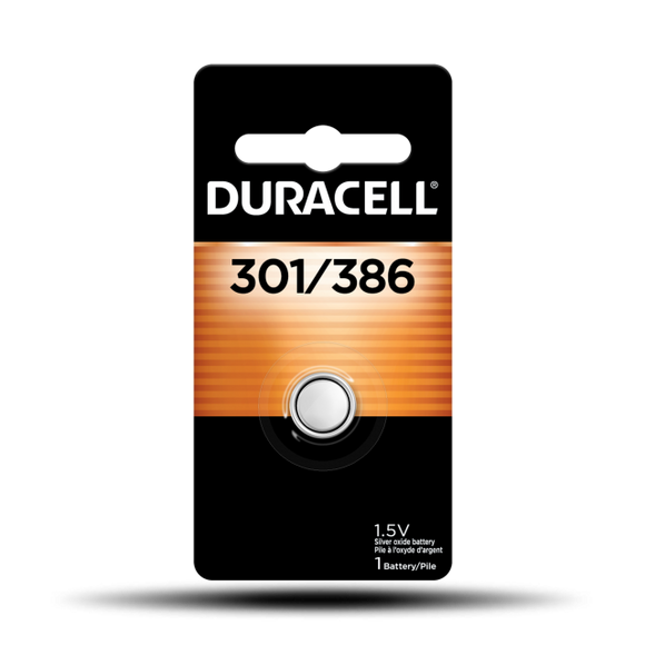 Duracell 301/386 Silver Oxide Button Battery (1Pk)